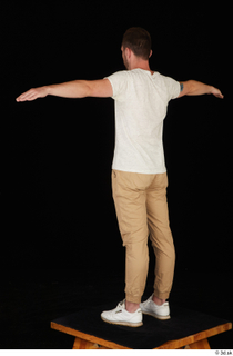  Trent brown trousers casual dressed standing t poses white sneakers white t shirt whole body 0004.jpg
